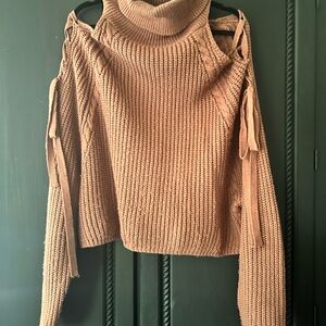 Women's Dusty Rose Sweater with Cut-Out Shoulders